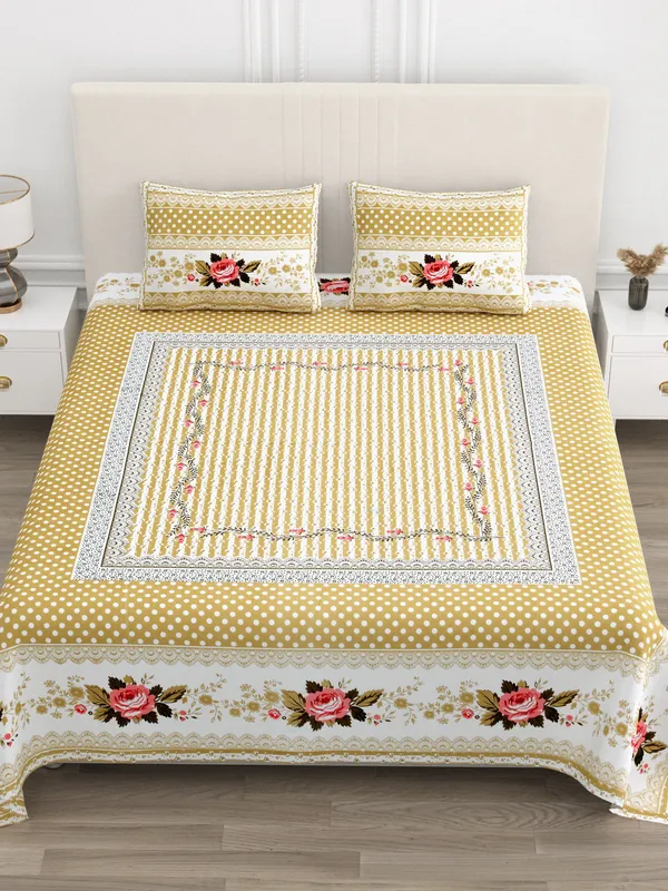 Sunehri_Gold_Cotton_Sunehri_Phool_Collection_Bed_Sheet_100_X_108_Cm